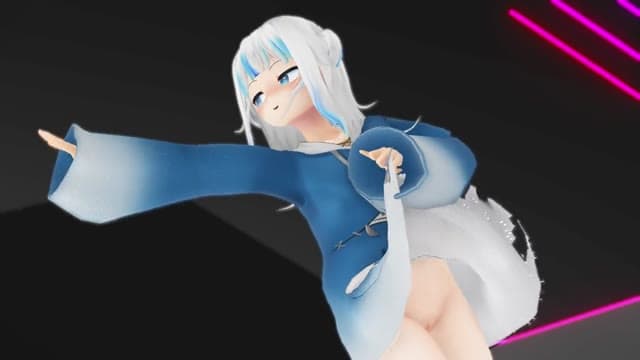 Tiny 3D Anime Girl in Blue Kimono