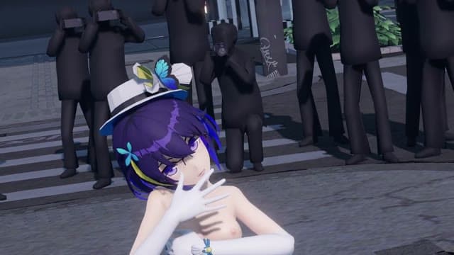 3D Anime Idol: Uncensored Street Photoshoot with Visible Pussy & Thigh-Highs