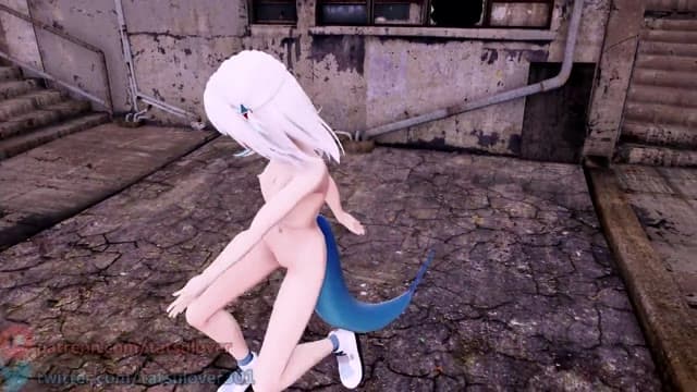 3D MMD Loli Mermaid: Uncensored Nudity, Blue Tail & Industrial Rooftop Animation